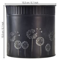 Artikel Übertopf Pusteblumen Blumentopf Schwarz Ø15,5cm H15,5cm
