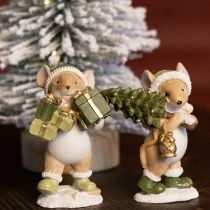 Artikel Weihnachtsmäuse Deko Maus Grün Braun H8cm 2 St