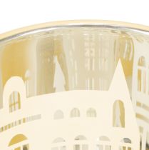 Artikel Windlicht Glas Silber Gold Stadtsilhouette H12,5cm 4 St
