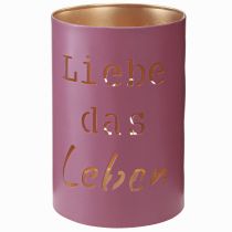 Artikel Windlicht „Liebe das Leben“ Fuchsia Gold Ø13/10,5/9cm Set 3St