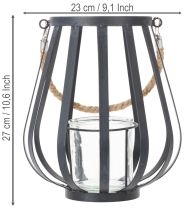 Artikel Windlicht Metall Laterne mit Glas Anthrazit Ø23cm H27cm