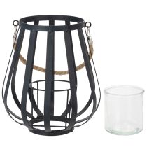 Artikel Windlicht Metall Laterne mit Glas Anthrazit Ø23cm H27cm