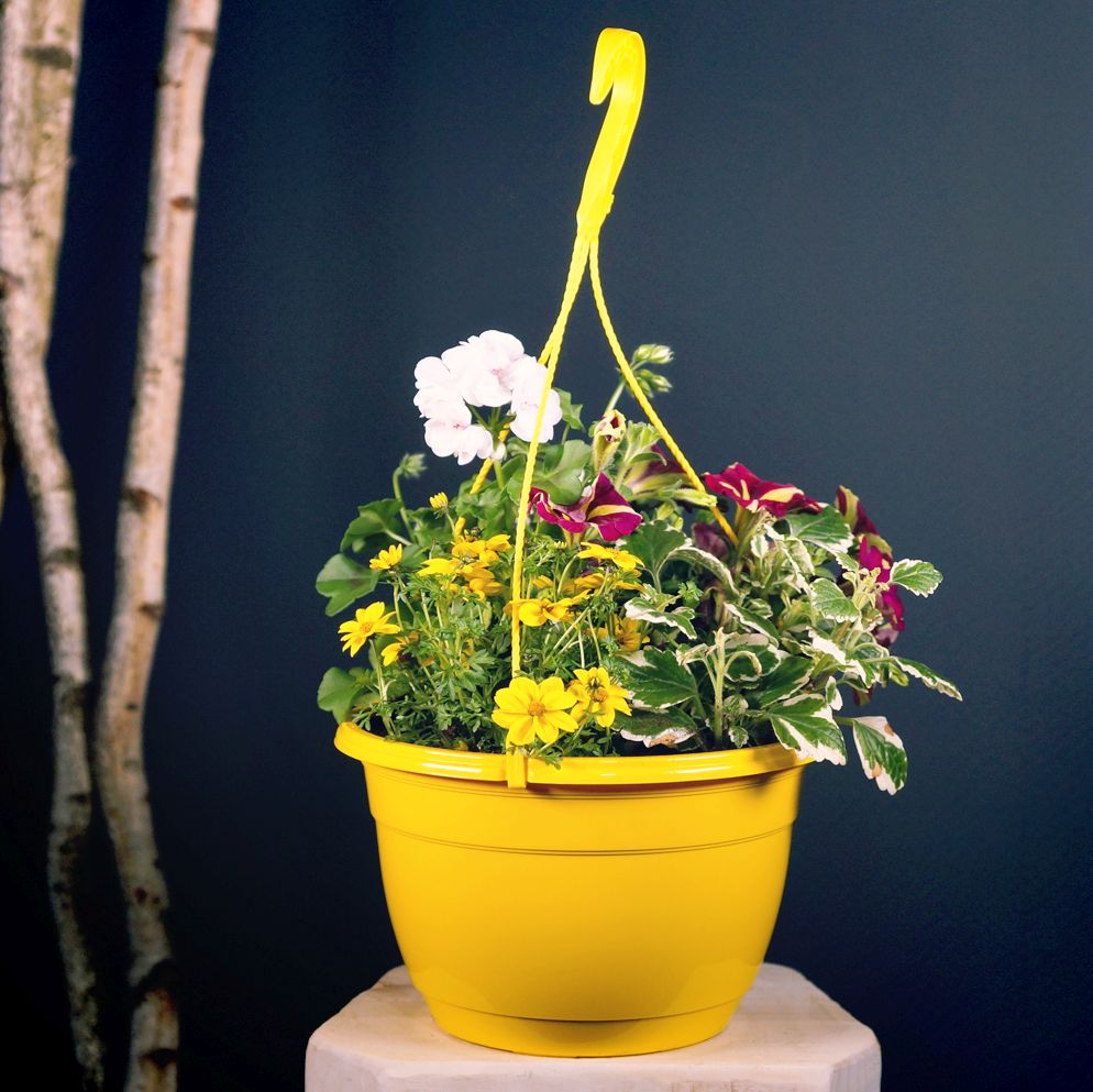 Blumenampel Weiß Kunststoff Hängetopf Ampel mit Wasserüberlauf Haken rund 