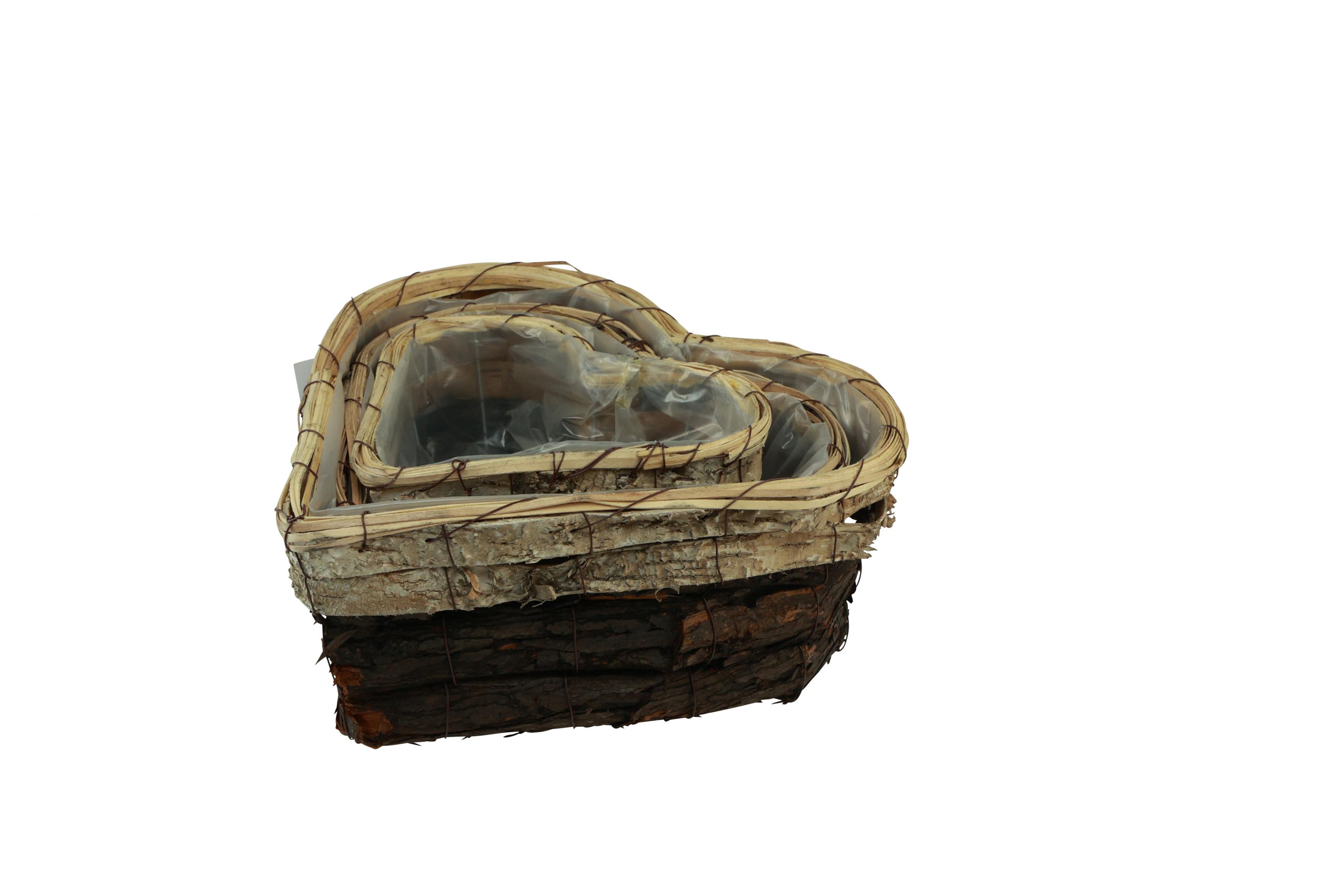 Pflanzherz Aus Rebe & Moos 26x20cm - Mit Folie Für Grabschmuck & Deko