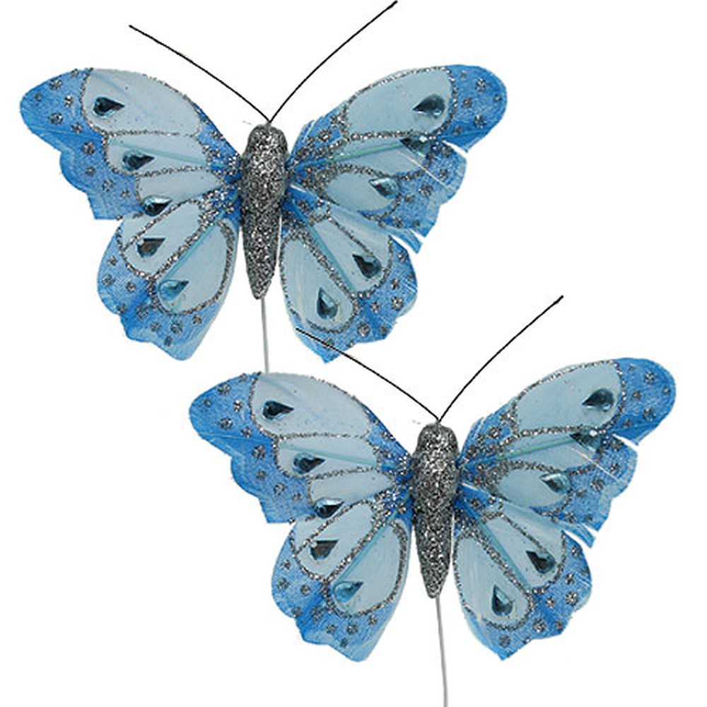 Deko-Schmetterling Blau 8cm 6St preiswert online kaufen