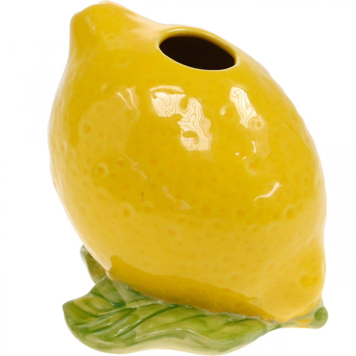 Floristik24.de Blumenvase Deko Zitrone Vase Keramik Sommerdeko H11,5cm