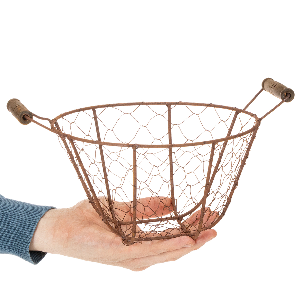Drahtkorb Vintage rund 22cm mit Holzgriffen | Floristik24