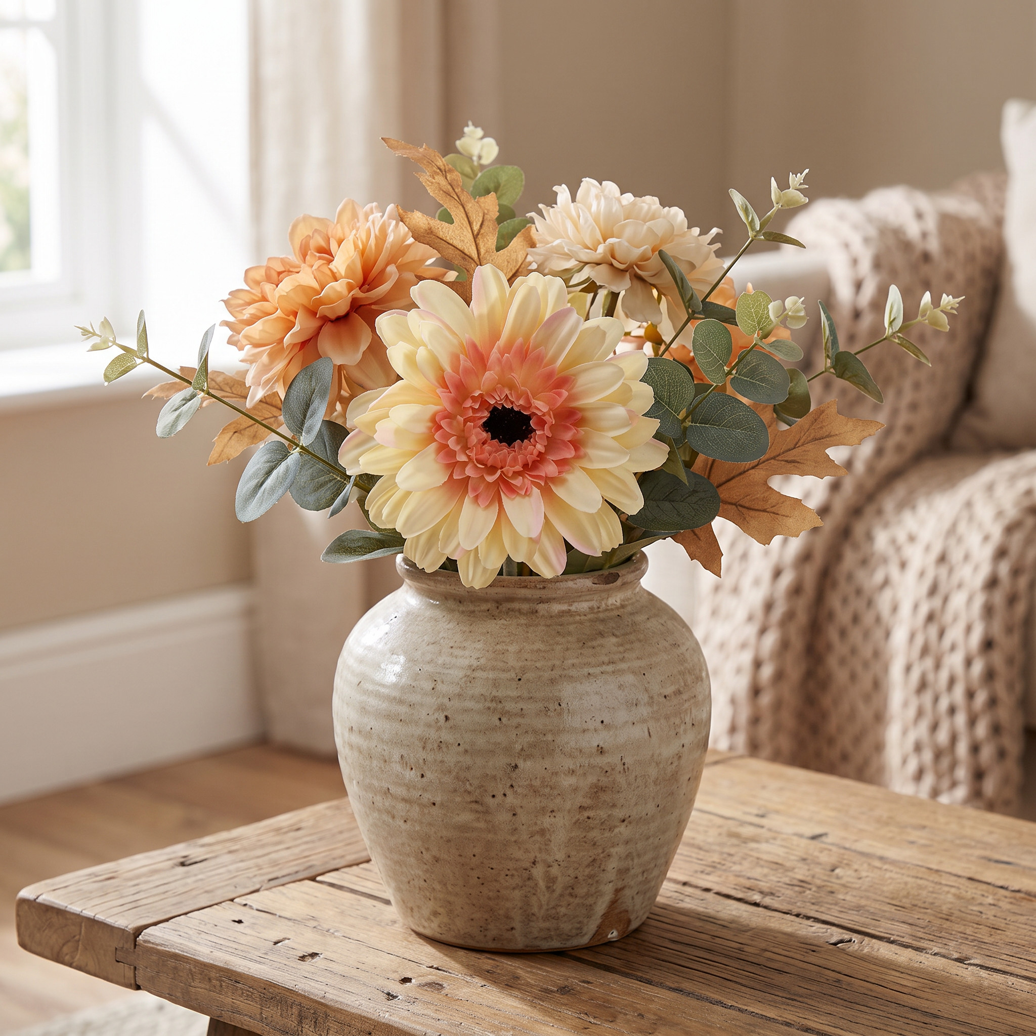 Künstliche Gerbera Blume Apricot Ø11cm L50cm
