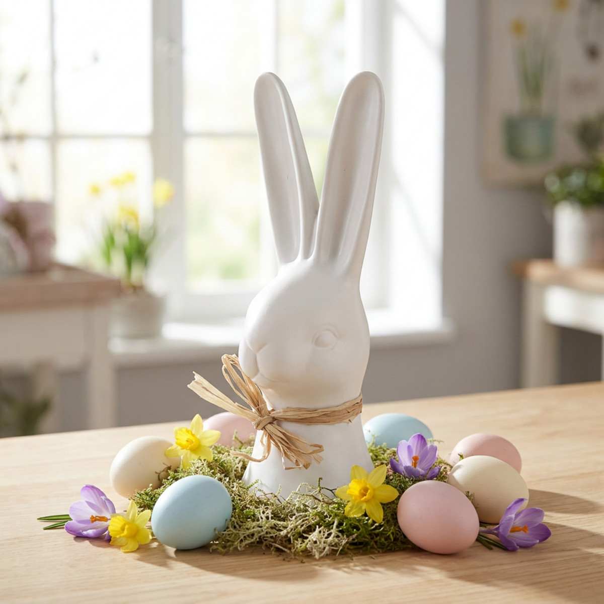 Hasenkopf Deko Osterhase Keramik Weiß 17cm