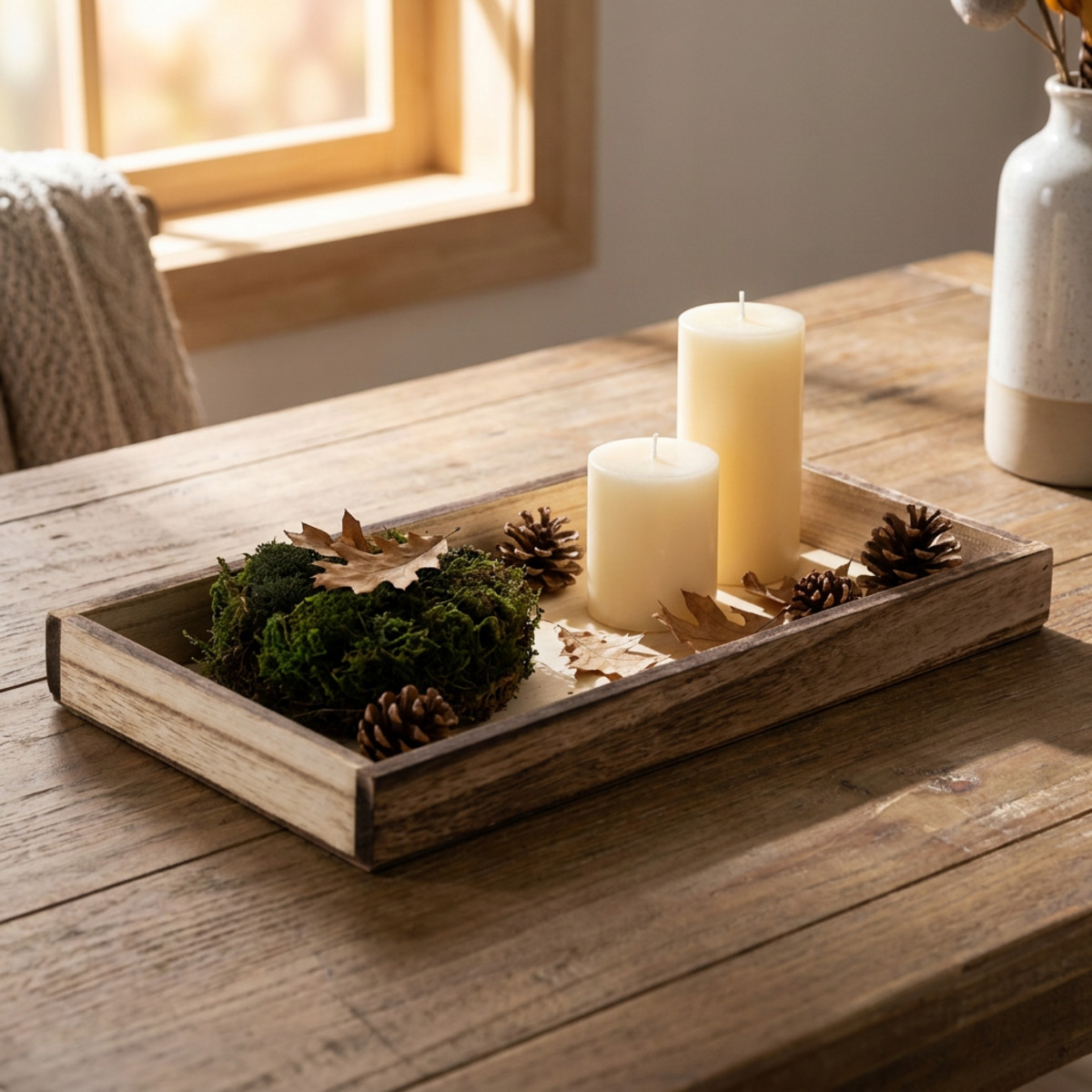 Holztablett rechteckig 30cm 4er-Set vielseitig dekorativ