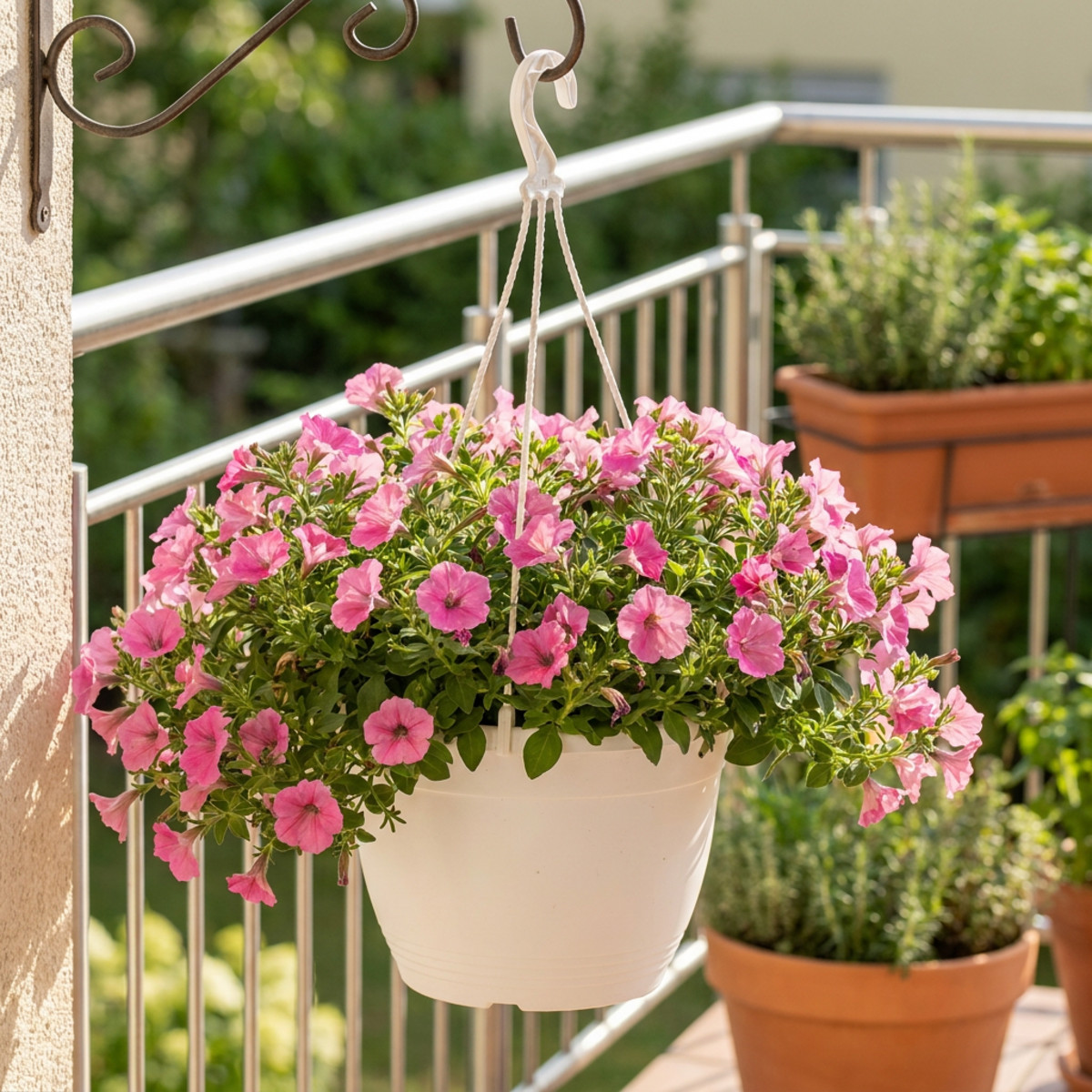 Blumenampel Ø30cm Weiß Kunststoff hängend