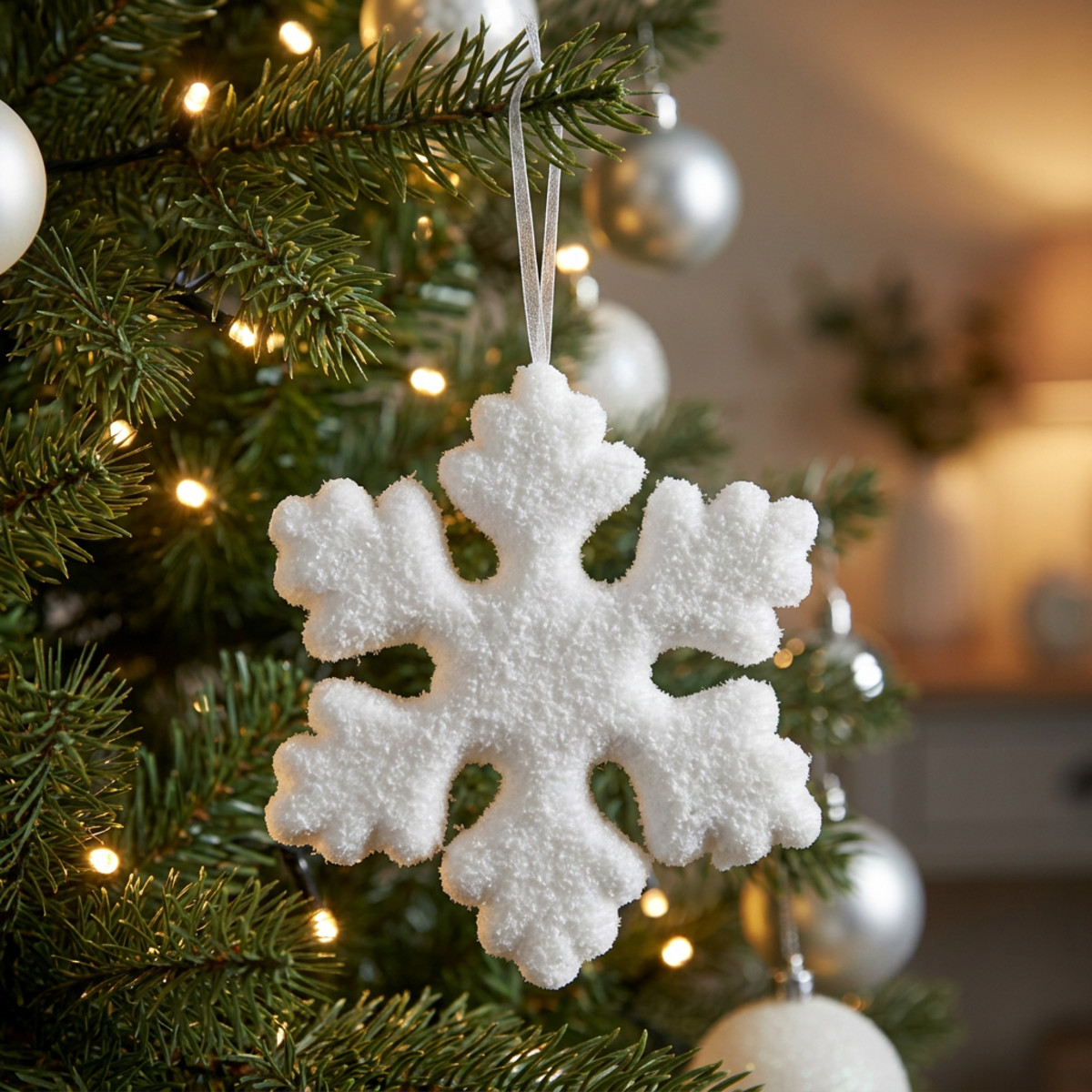 Christbaumschmuck Schneeflocke Weiß 15cm Weihnachten