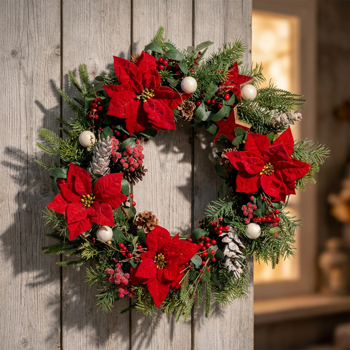 Künstlicher Weihnachtsstern Rot 6er Bund Seidenblumen