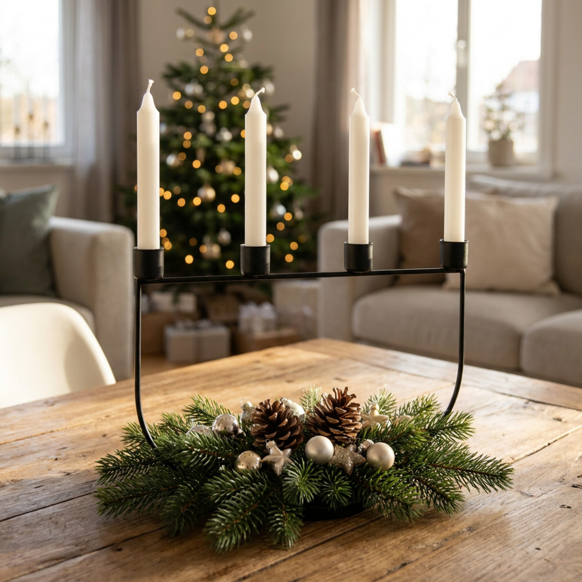 Kerzenständer Adventskranz 27,5cm Metall Schwarz
