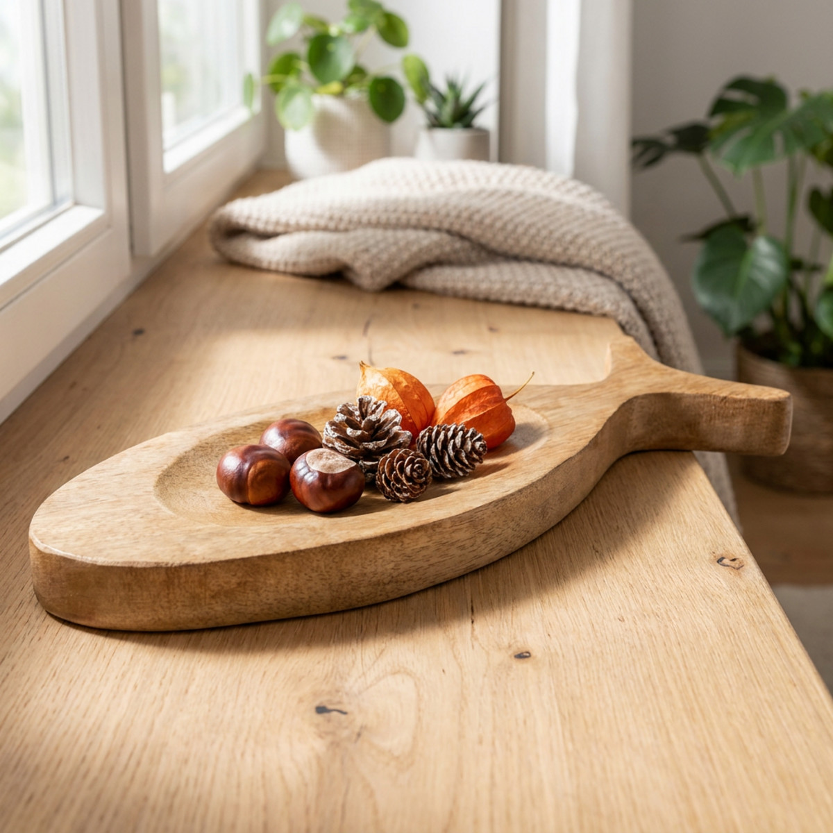 Deko Tablett Holz Fisch 30x3x12cm