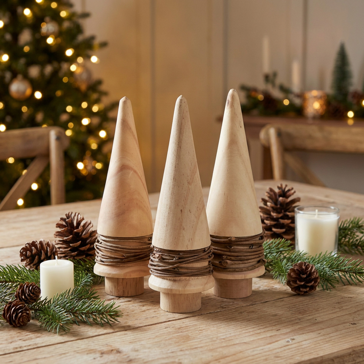 Mini Tannenbaum Holz Deko Natur 13,5cm 3er Set