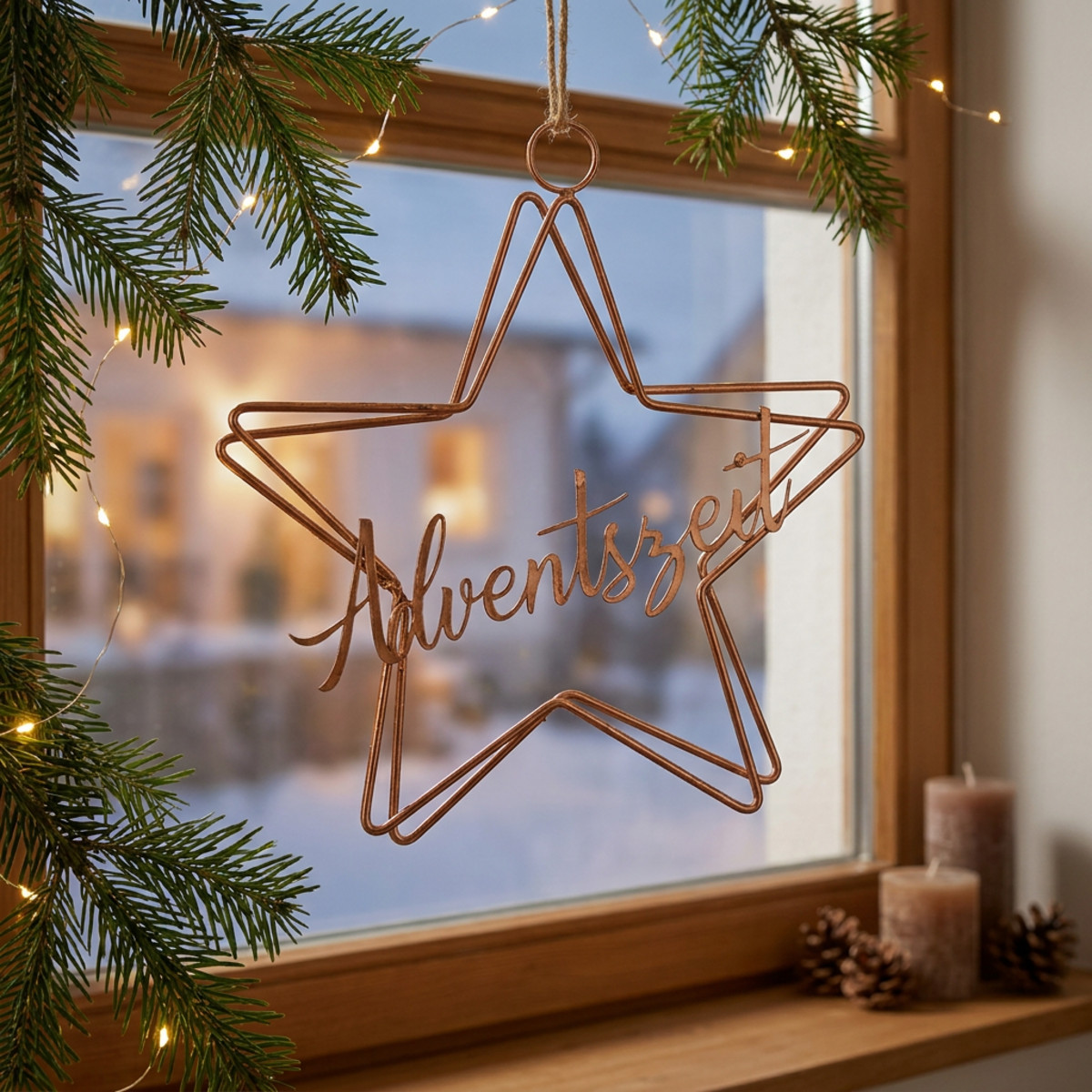 Sternanhänger Adventszeit Metall bronzefarben 32×20cm