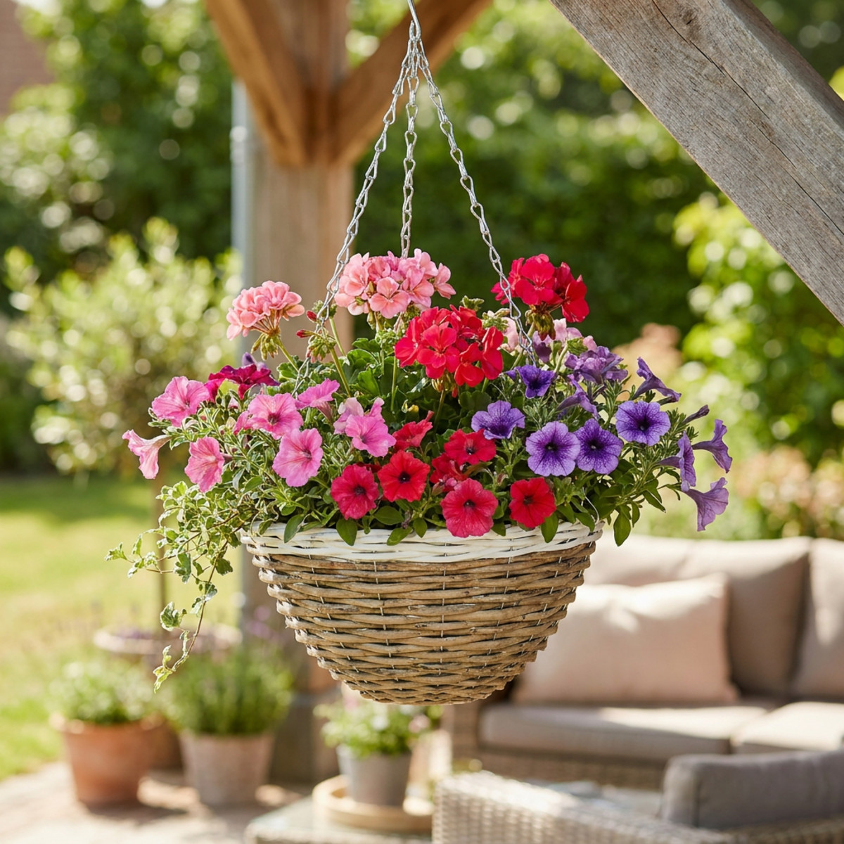 Pflanzenampel Naturholz Ø30,5cm für Balkon & Garten