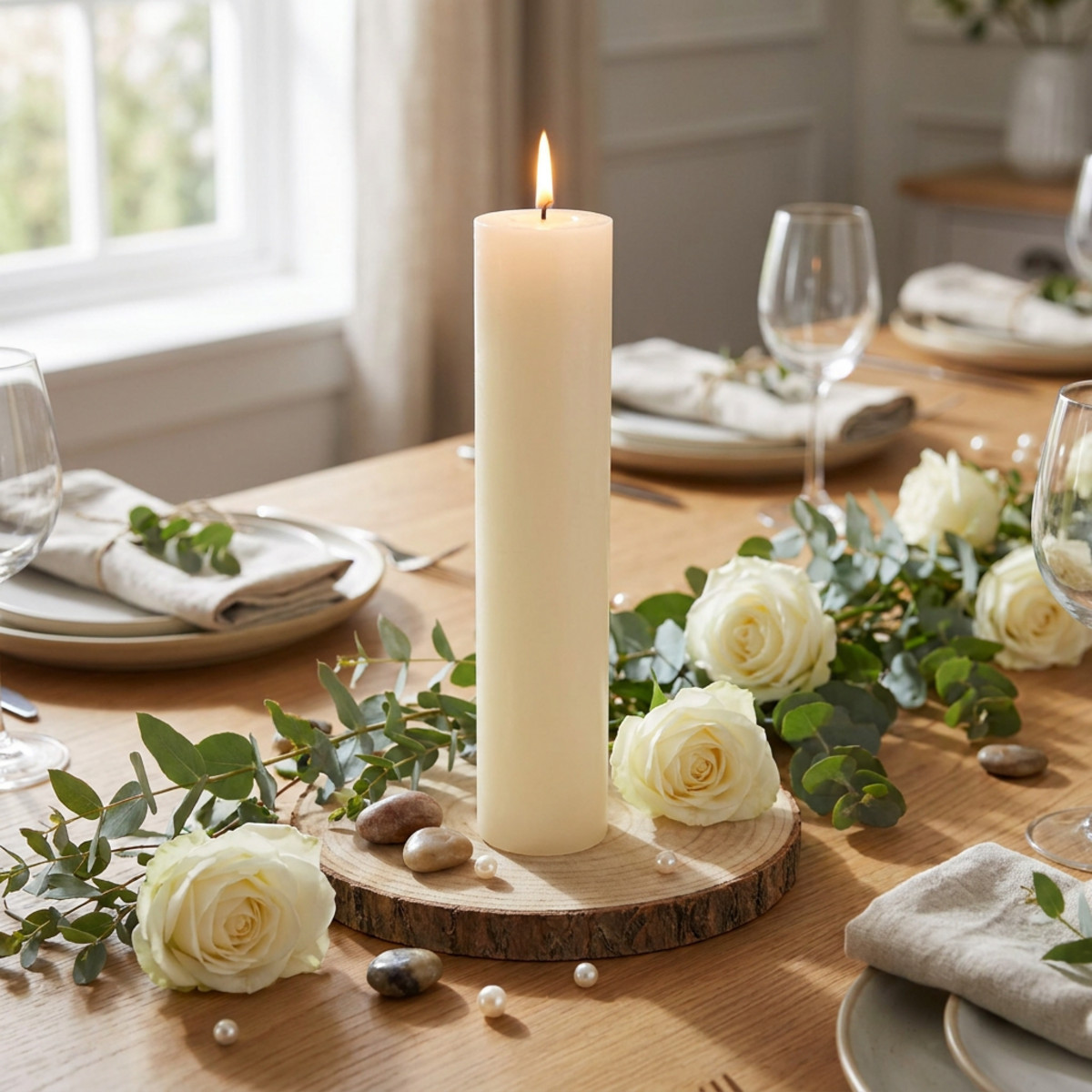Durchgefärbte Stabkerzen Creme 30cm 4 Stück