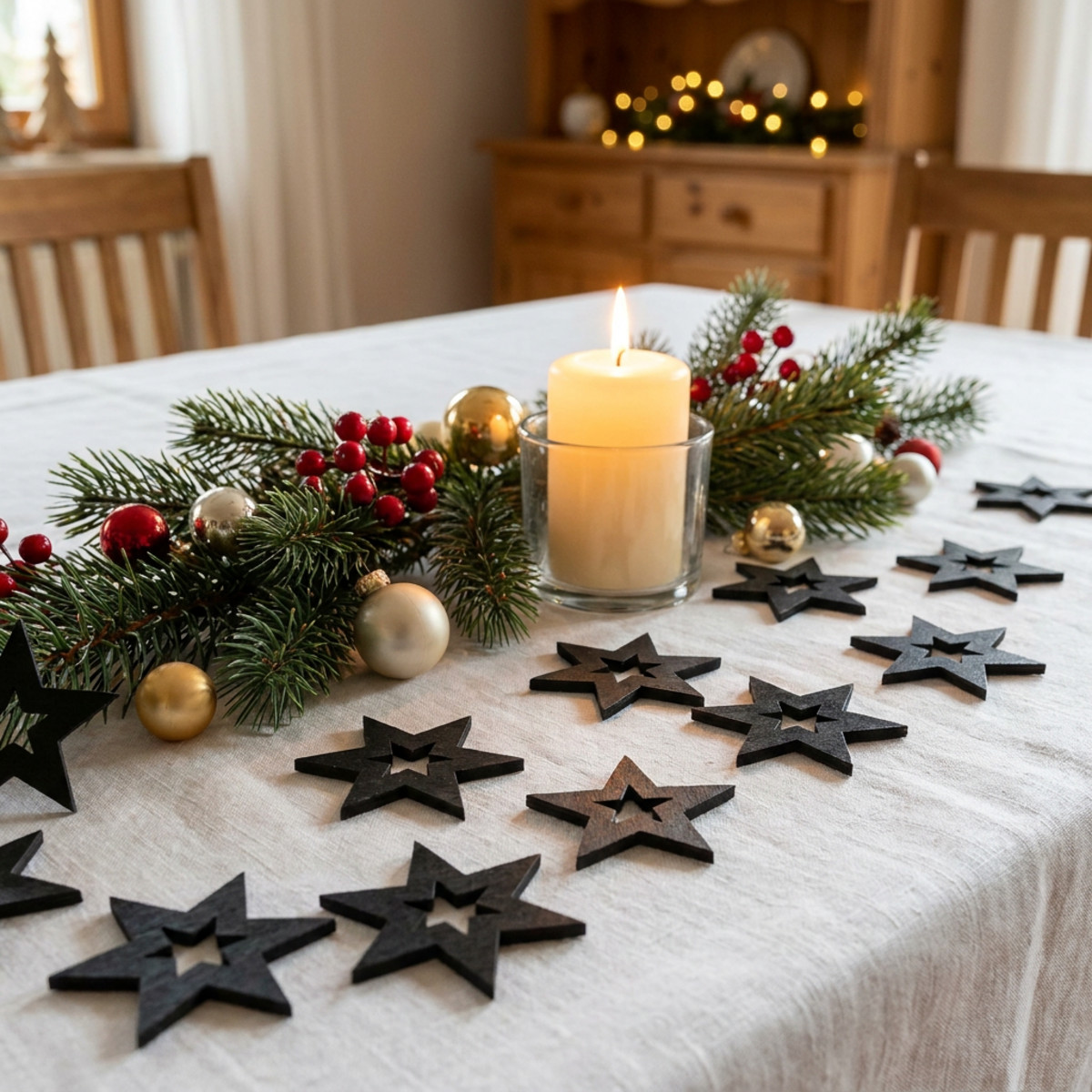 Holzsterne Streudeko Weihnachten Schwarz 4cm 72 Stück