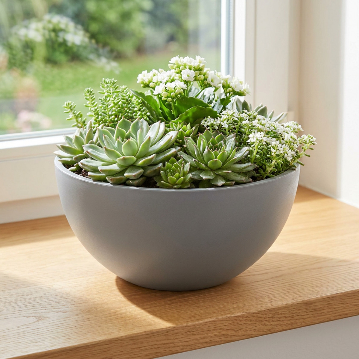 Pflanzkübel Kunststoff Grau Ø25cm H12cm Blumenschale