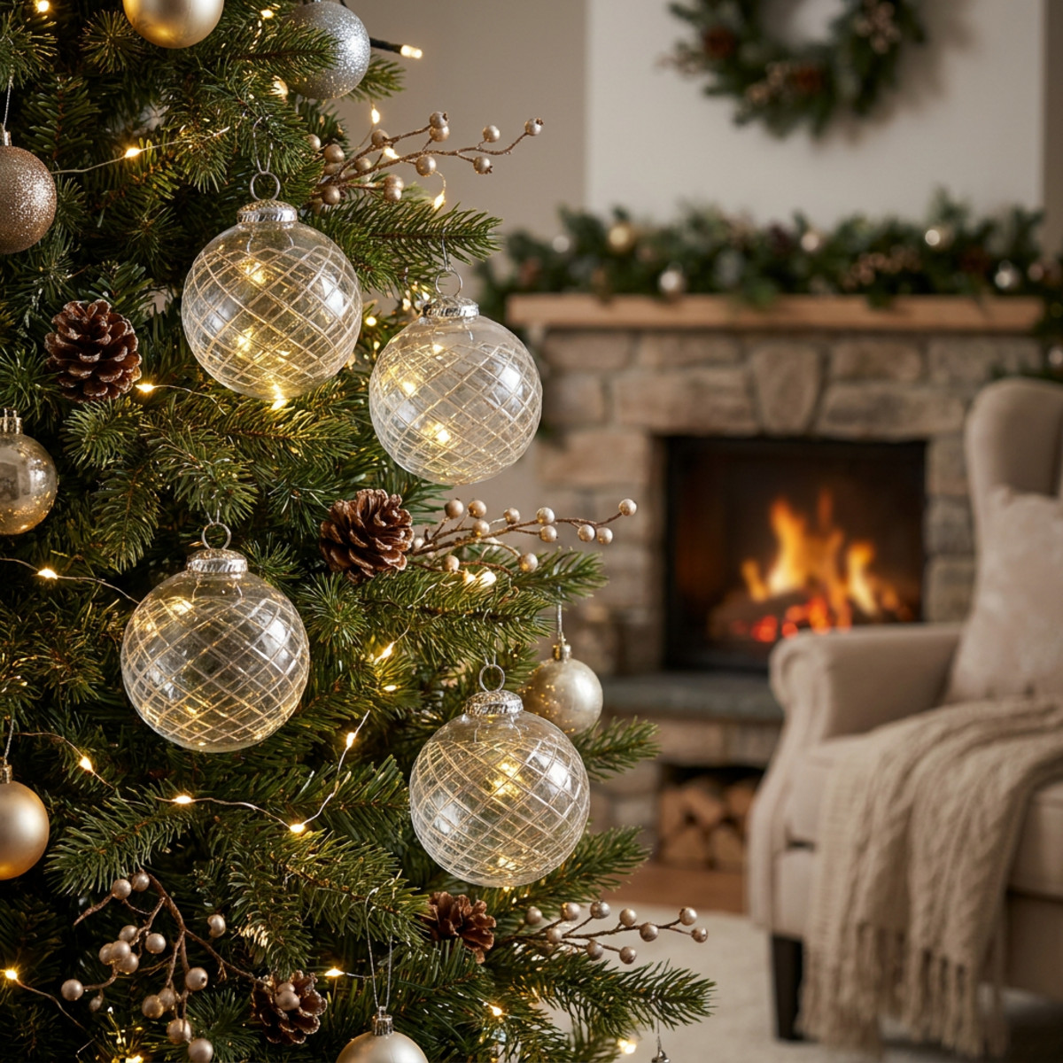 Weihnachtskugeln Glas Klar Ø10cm 3St