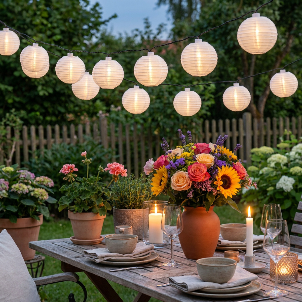 Solar-Lampionkette LED 4,5m Weiß 10 Birnen