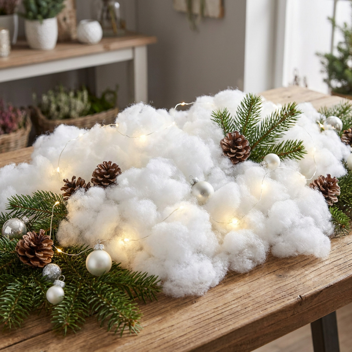 Deko Schnee 200g Weiß aus Polyester für Winterdeko