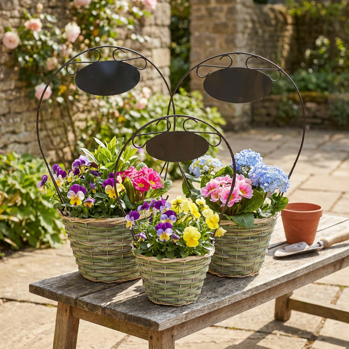 Blumenkorb Set Metall Ø23/20/17cm mit Henkel