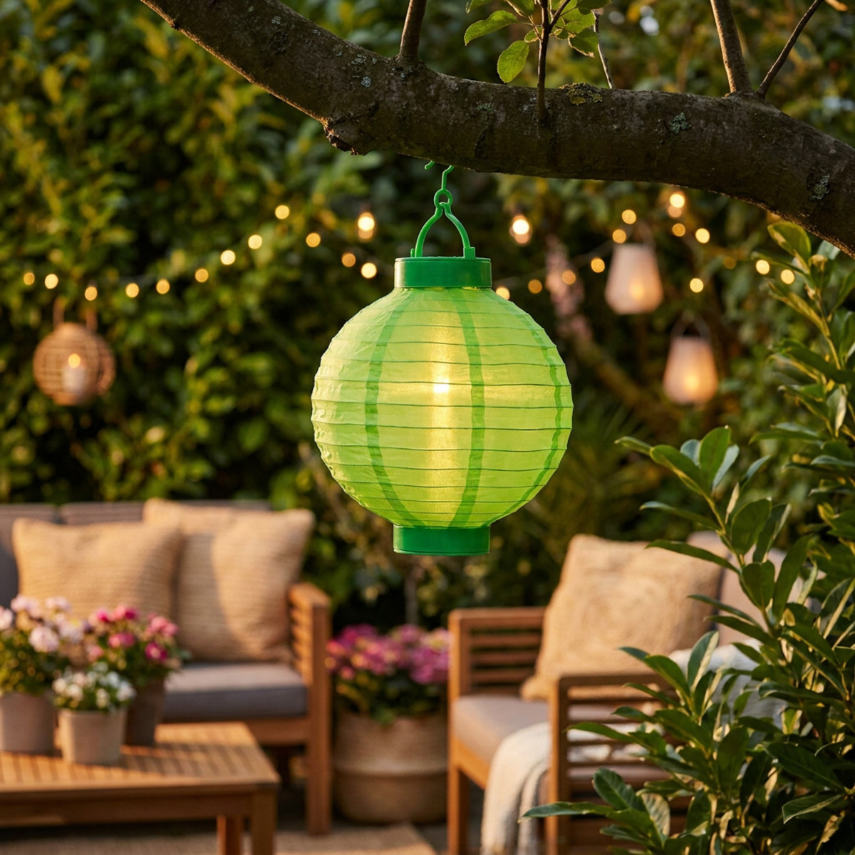 Lampion LED Solar Grün 20cm Outdoor