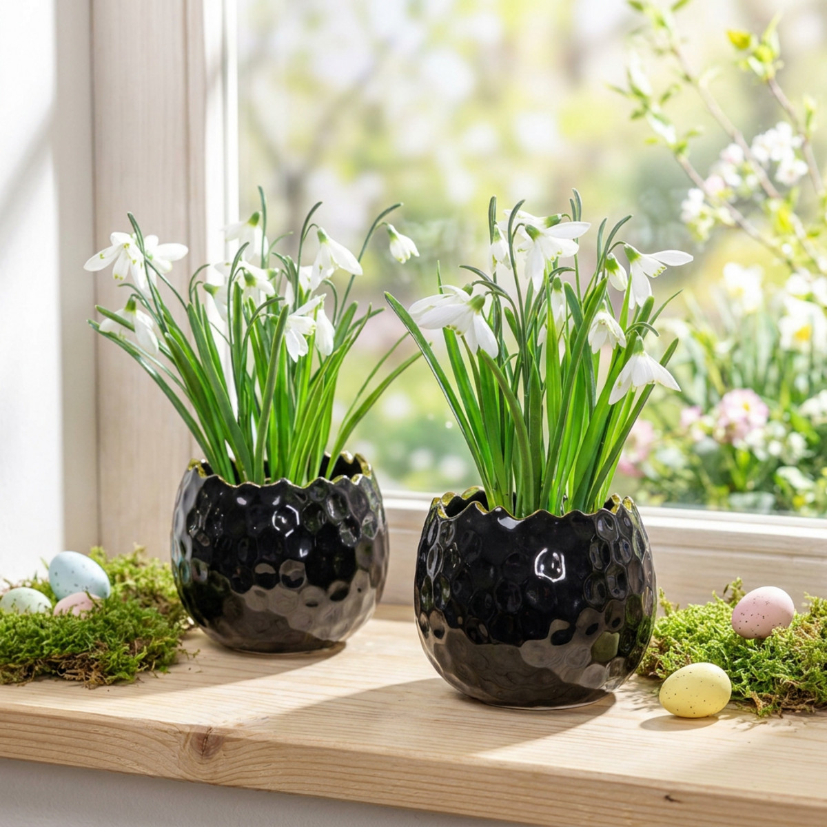 Blumentopf Keramik Ei Schwarz Ø10cm H8cm 2 St