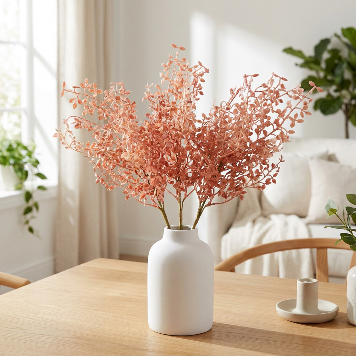 Kunstblumen Deko Rosa 44cm 3 St Vielseitige Zweige