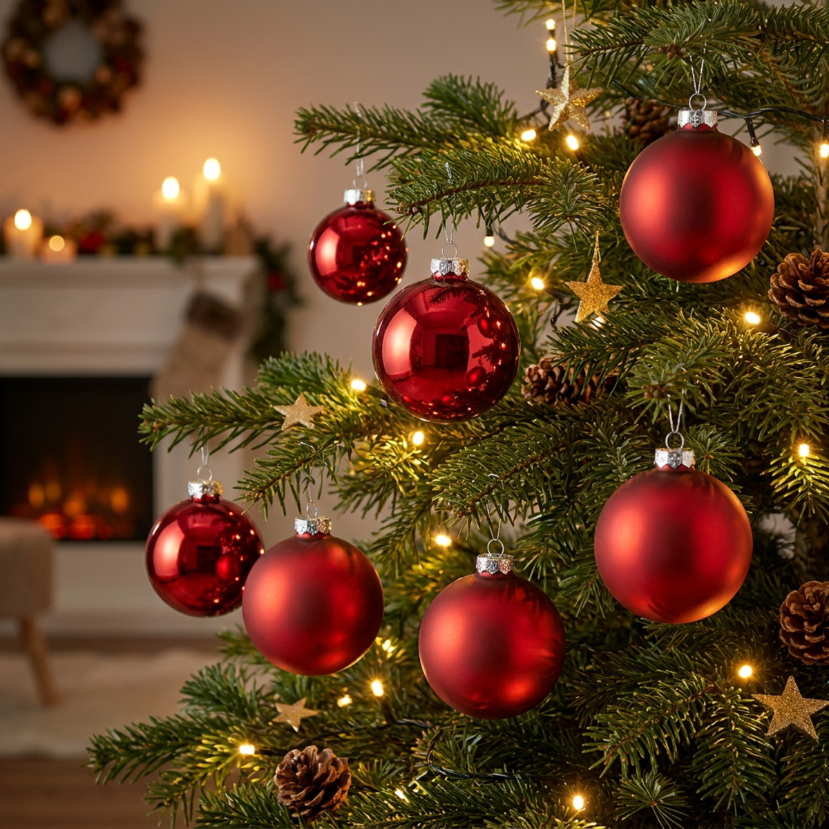 Christbaumkugeln Rot Echtglas 8,5cm 12er Set