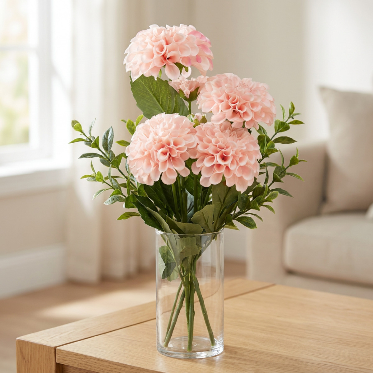 Künstliche Dahlien Rosa 50cm mit 5 Blüten