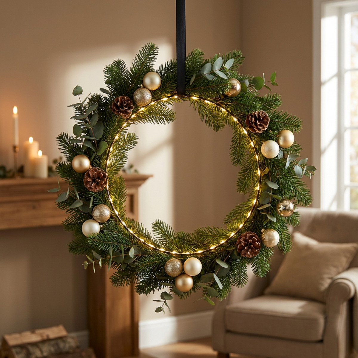 LED Ring Warmweiß Ø35cm Metall Indoor 110 LEDs