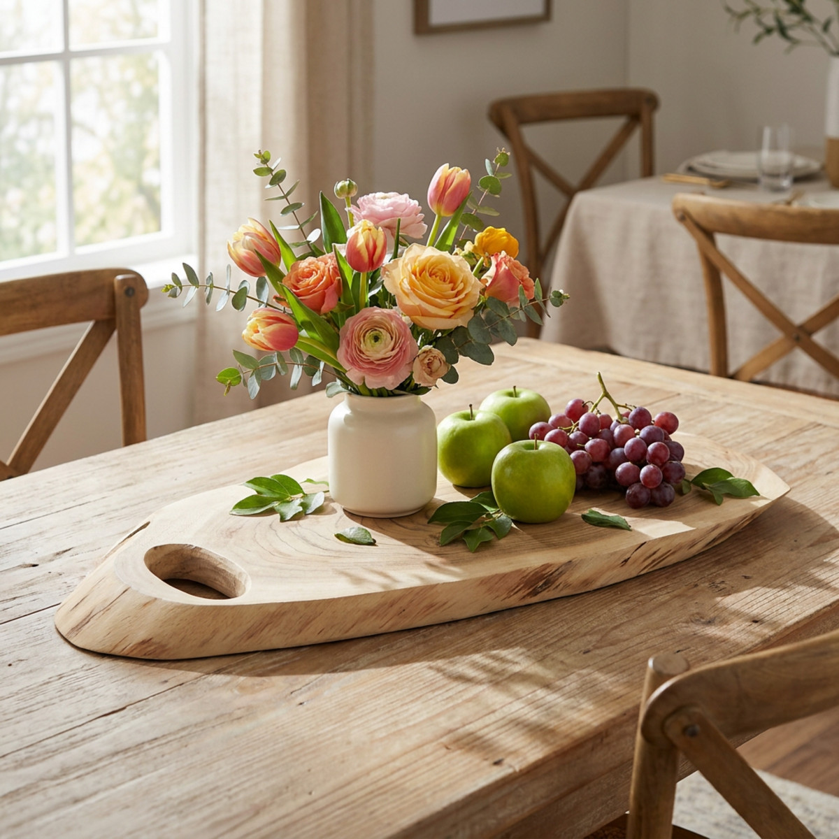 Holztablett Akazienholz mit Baumkante 36–45cm