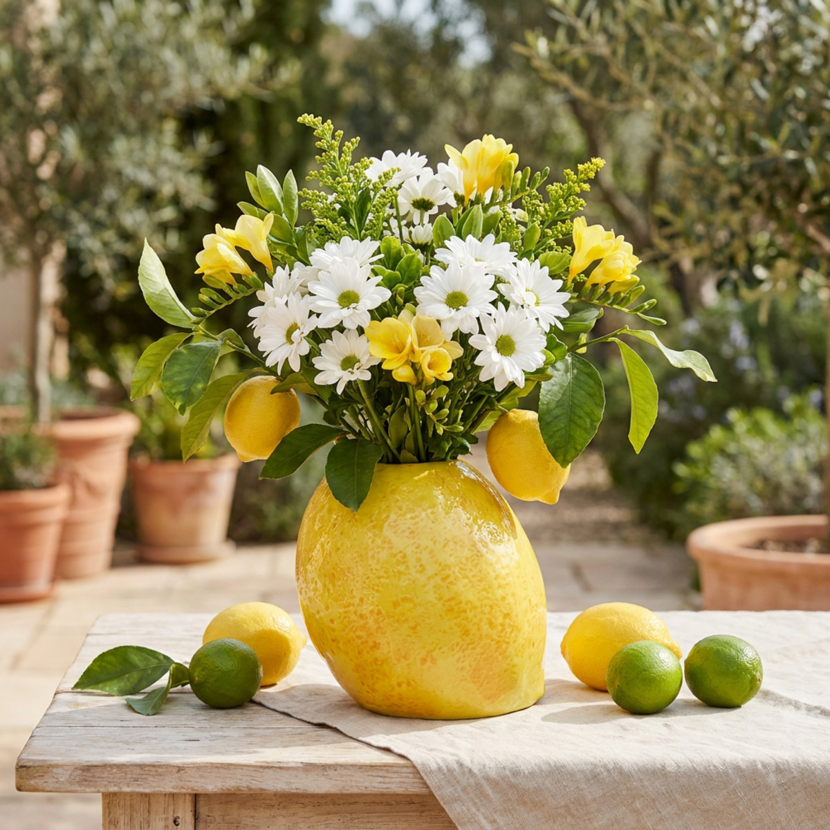 Zitronenvase Keramik Gelb Mediterran H19cm