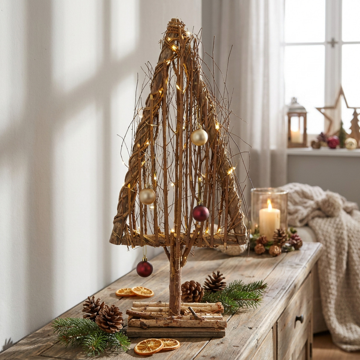 Holz Tannenbaum Deko 27,5x10x60cm Natur