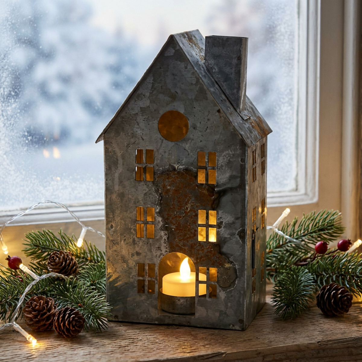Windlicht Haus Metall Shabby Chic H20cm