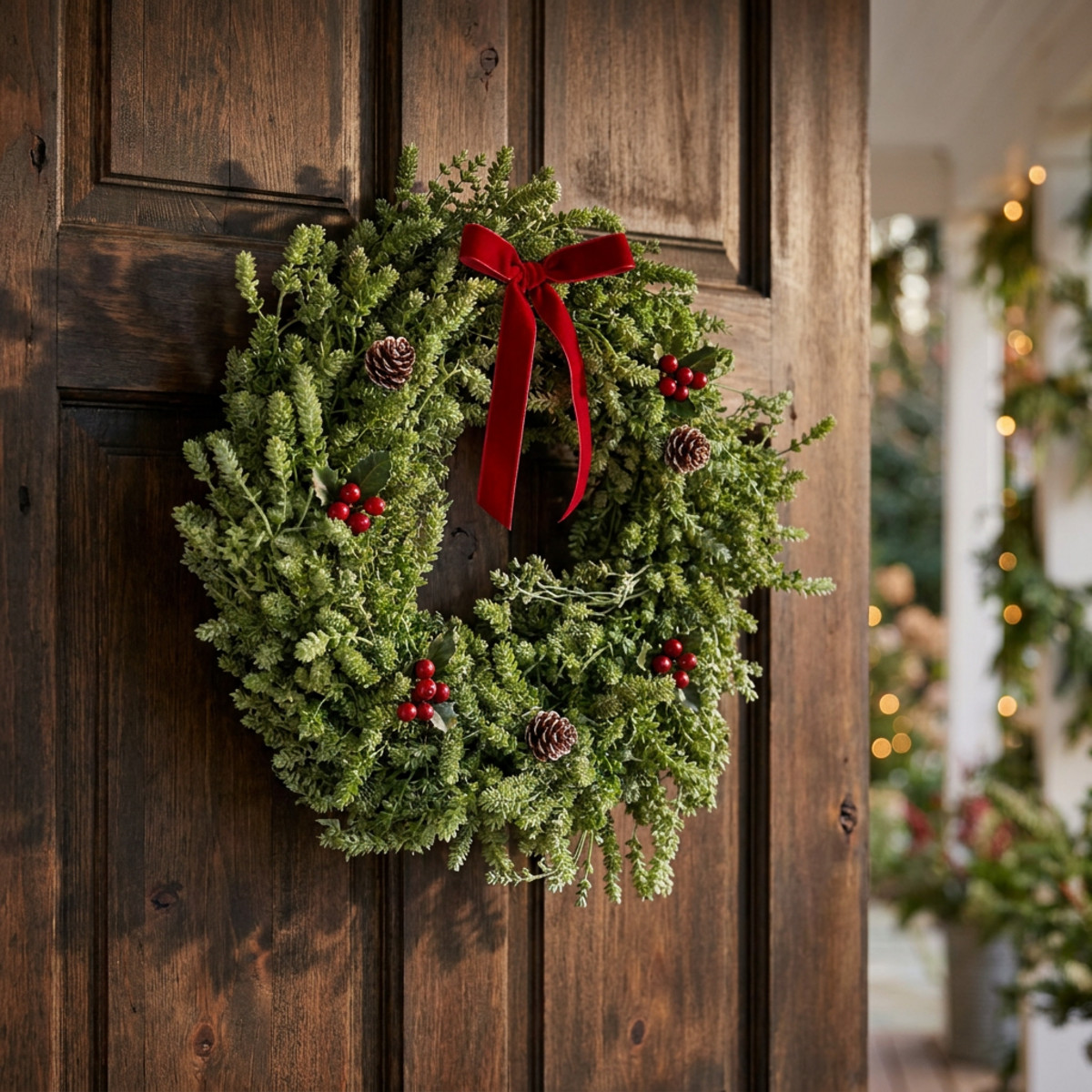 Weihnachtskranz Grün Ø34cm Trockenblumenkranz Türkranz