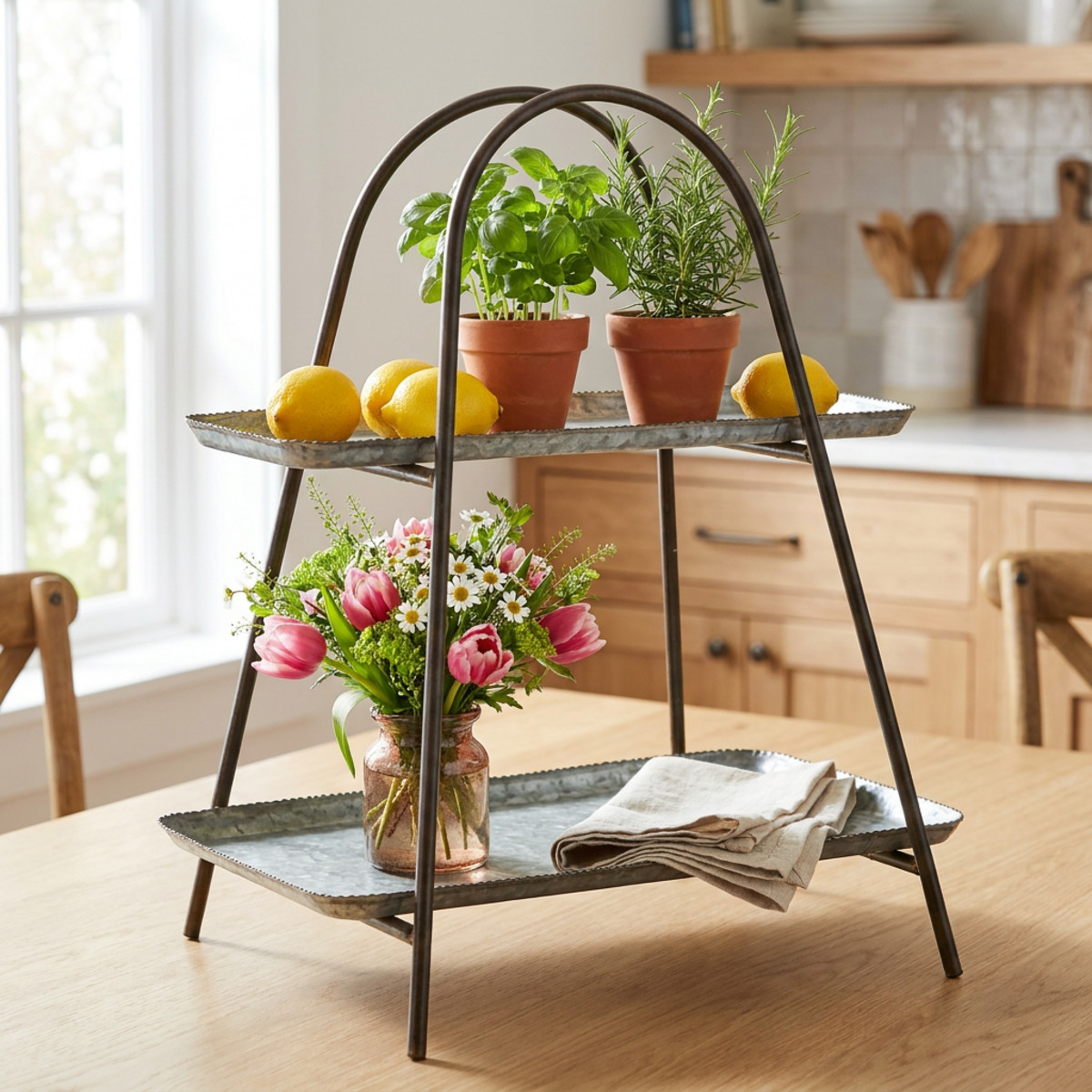 Etagere Vintage Metall Deko Tablett 47cm