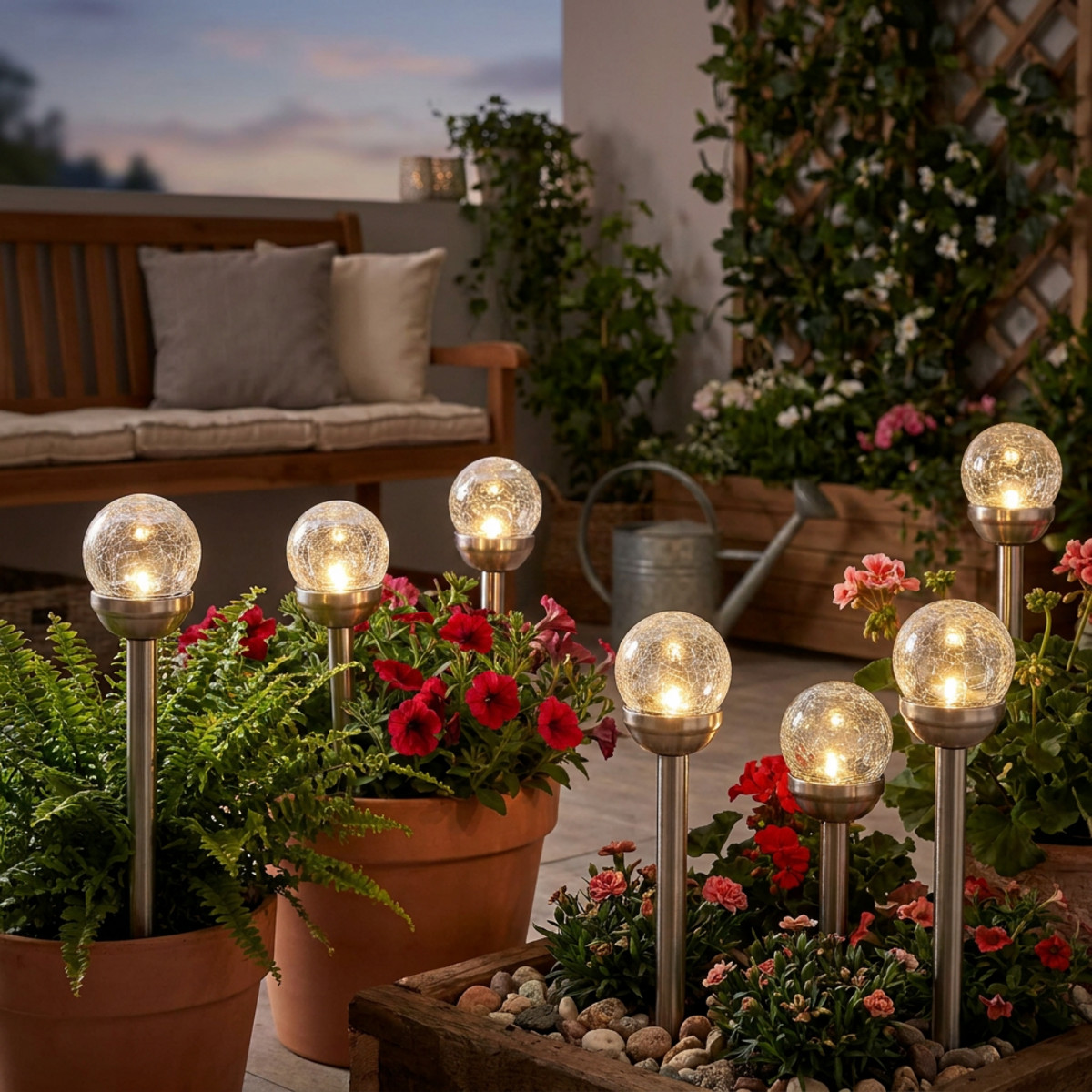 Solar Gartenstecker LED Warmweiß Ø6cm H36cm 6 St
