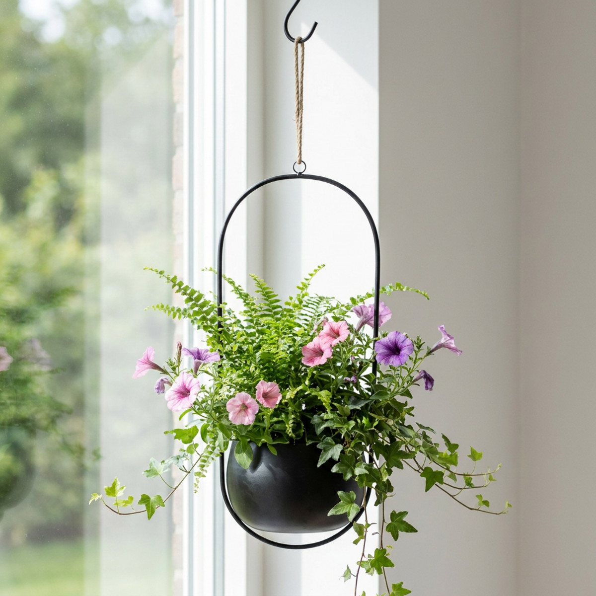 Blumenampel Metall Schwarz Ø15cm