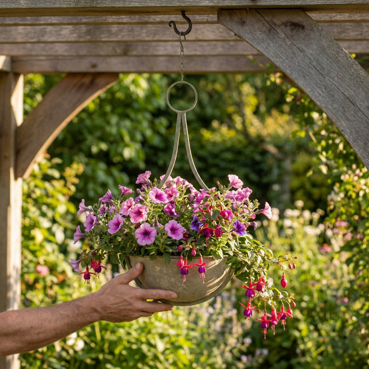 Blumenampel Metall Ø16cm H38cm für Garten & Balkon