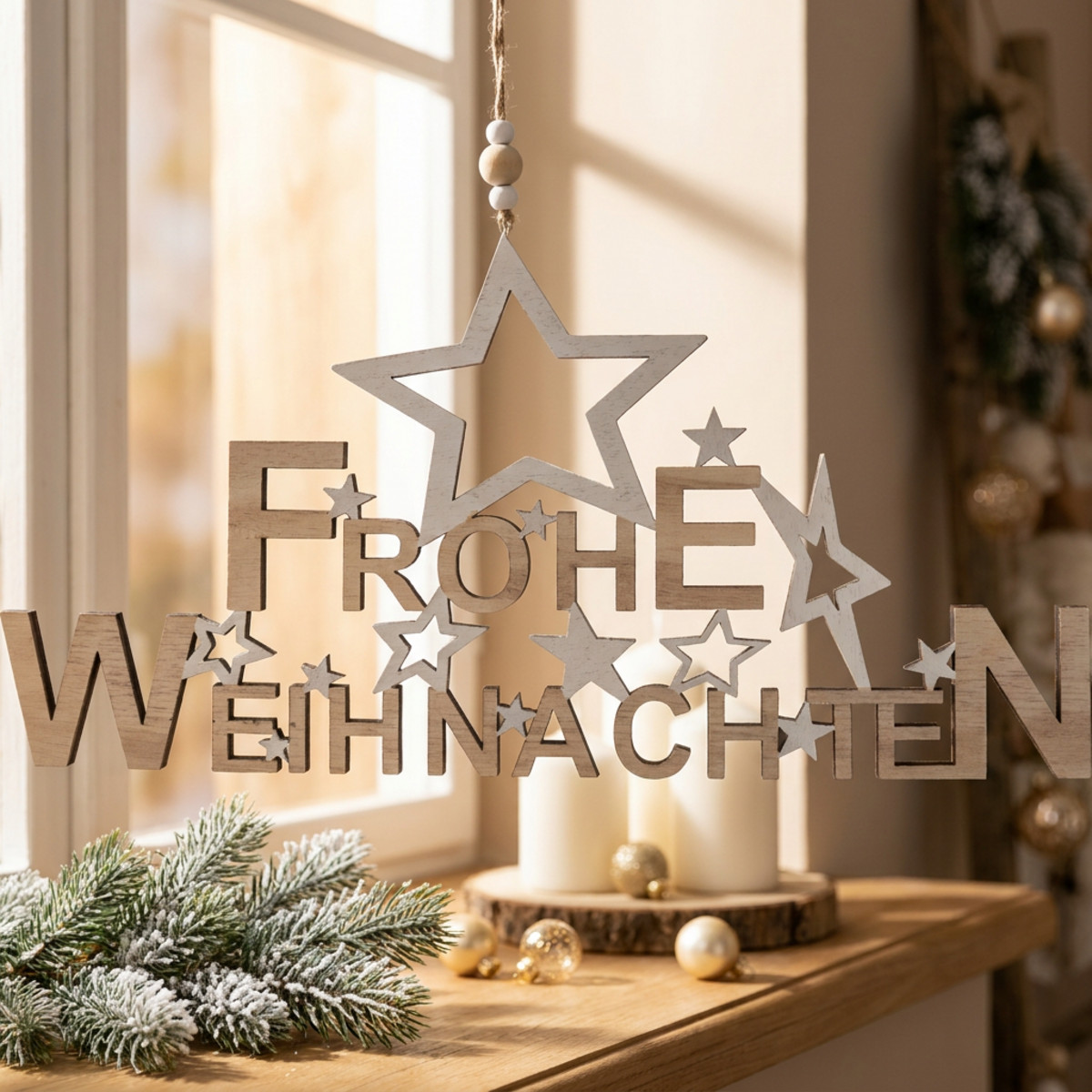Holzdeko Frohe Weihnachten H15cm B30cm 2er Set