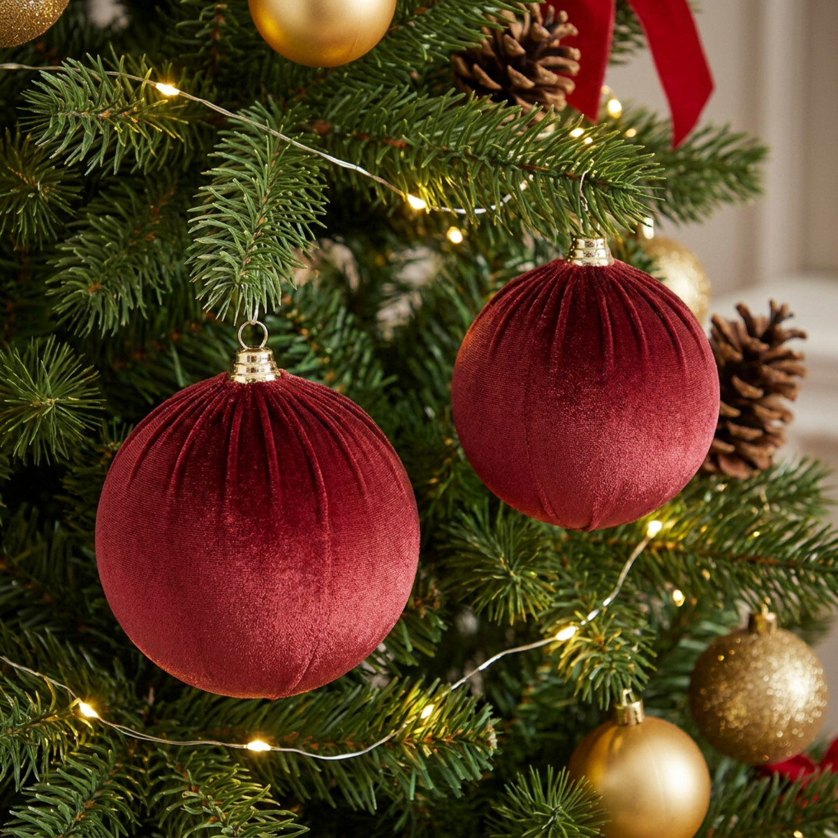 Weihnachtskugel groß samt rot