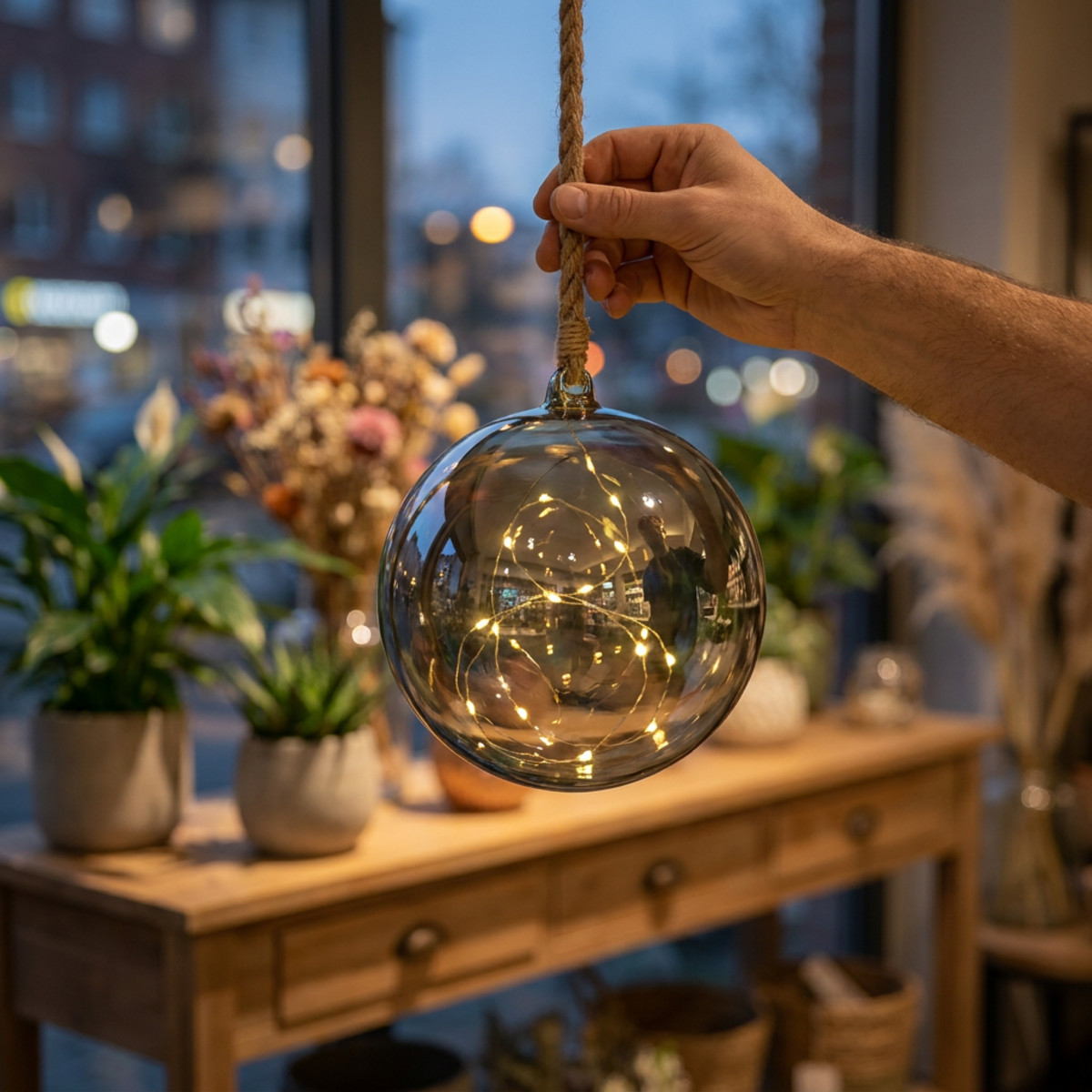 LED Kugel Ø20cm Warmweiß mit Timer Innen