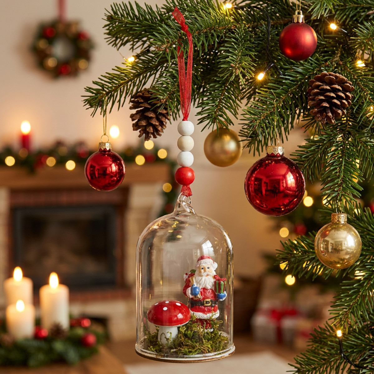 Weihnachtsdeko Glasglocke zum Hängen 10cm