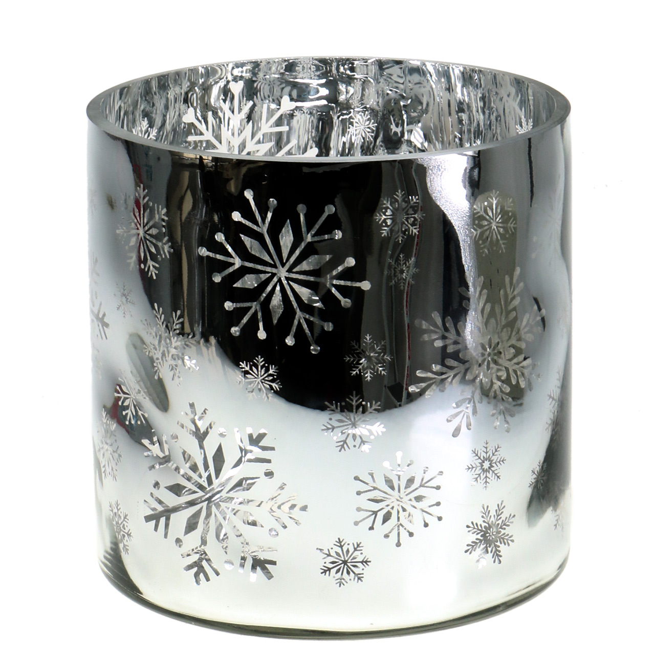 Floristik24.de Weihnachtsdeko Windlicht Glas Metallic Ø20cm H20cm-66200