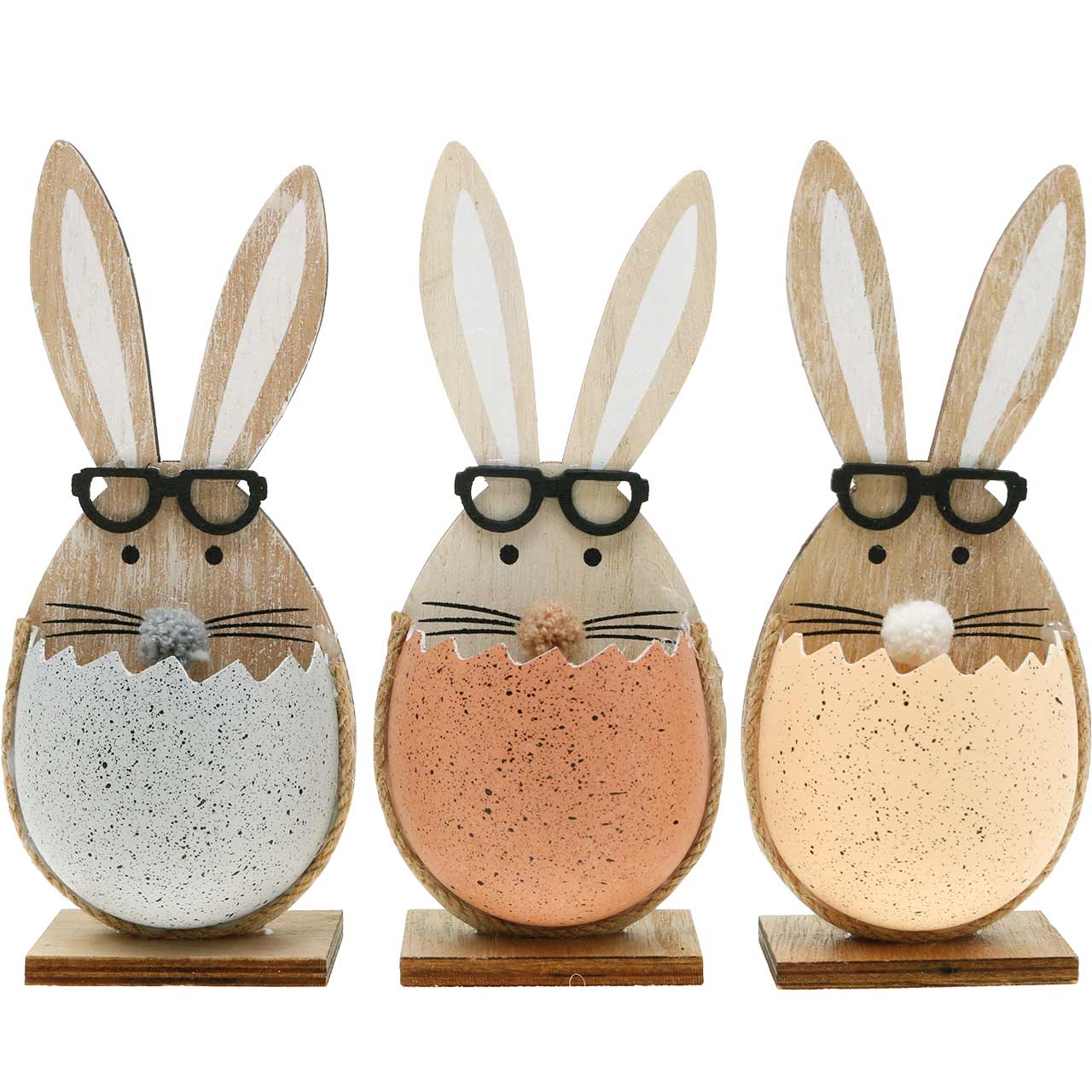 Holz-Hase im Ei, Frühlingsdeko, Hasen mit Brille